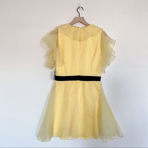 macgraw silk Sandpiper Deep V-Neck Dress Yellow Black Size 8 - Picture 11 of 12